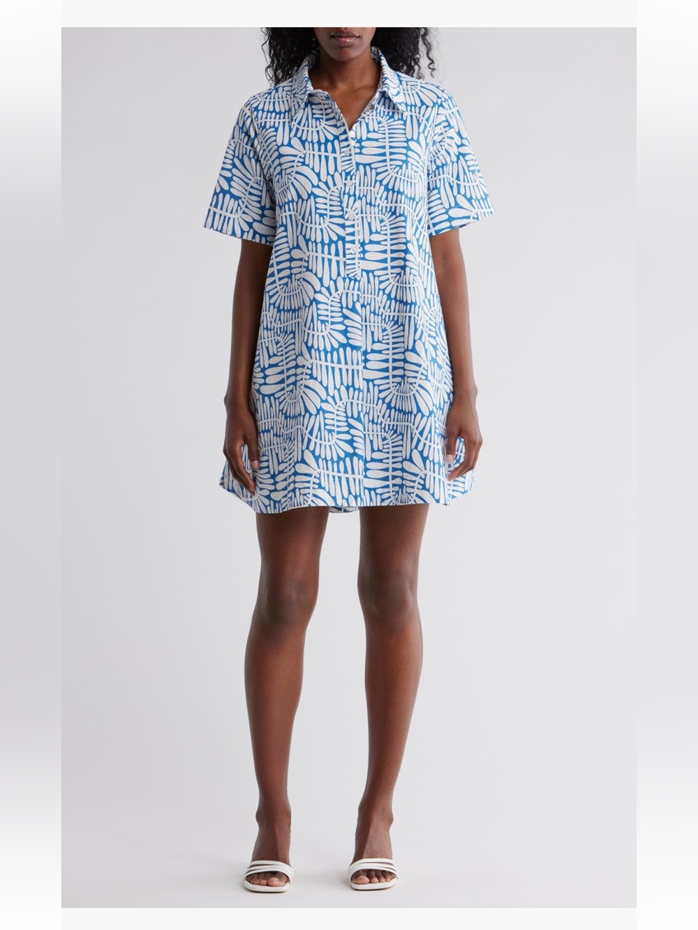 STITCHDROP Windjammer Short Sleeve Cotton Shirtdress mini dress blue small NWT